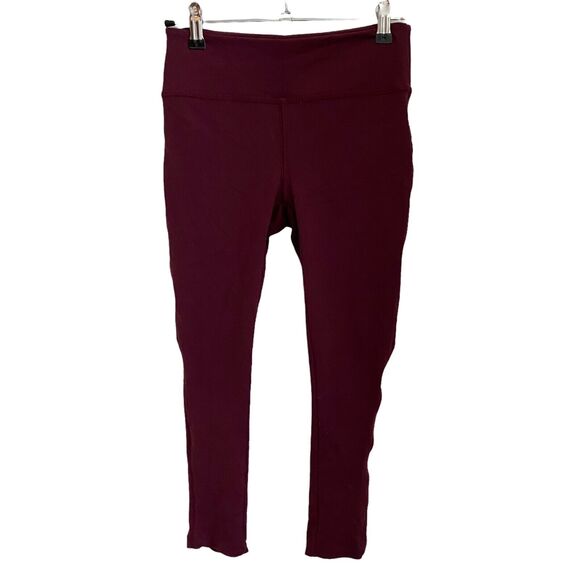 FP Movement XS Cropped Leggings Lace Up Back Maroon Free People - Picture 1 of 8